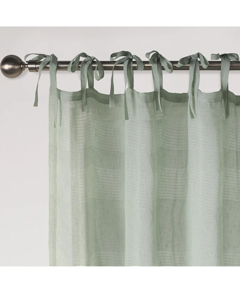 Grayson Stripe Sheer Tie Top Curtains Pair, 52"X84"