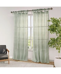 Grayson Stripe Sheer Tie Top Curtains Pair, 52"X84"