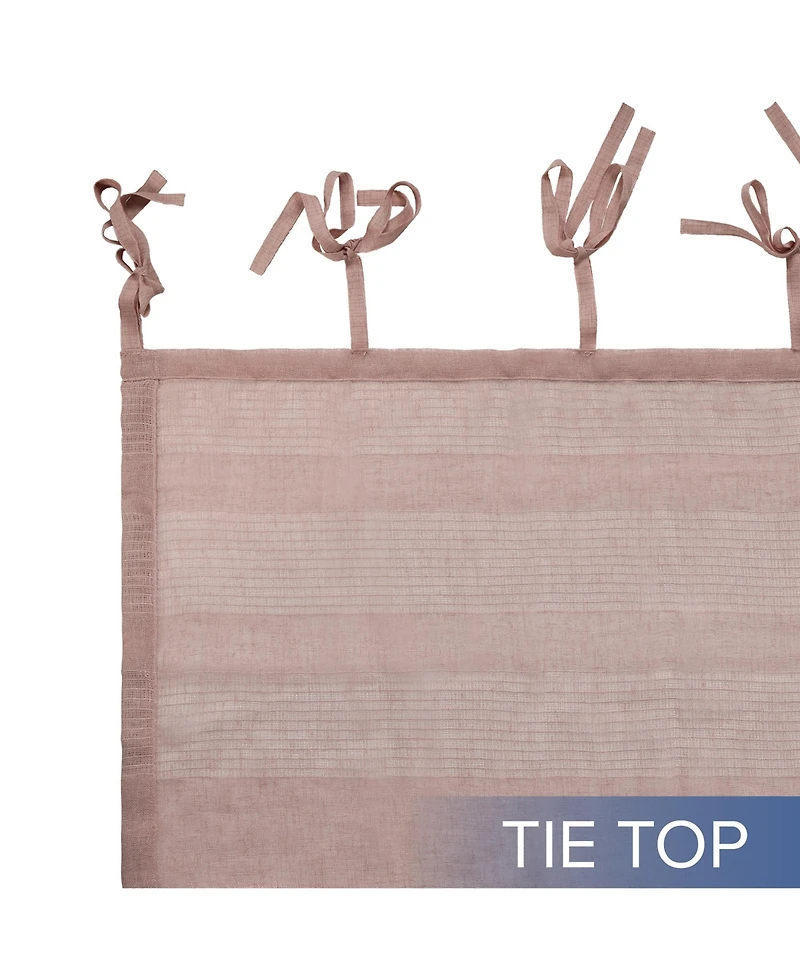 Grayson Stripe Sheer Tie Top Curtains Pair, 52"X84"