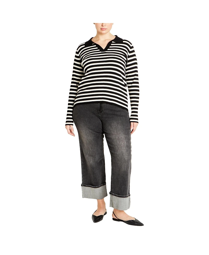 City Chic Plus Size Zola Stripe Sweater