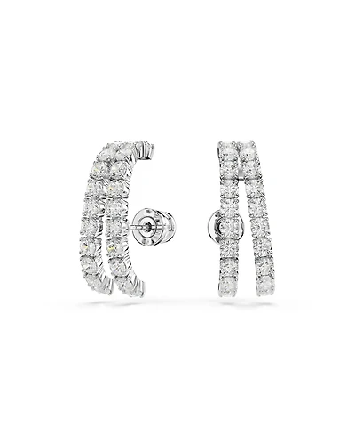 Swarovski Matrix White, Rhodium Plated Round Cut Cuff Earrings