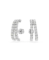 Swarovski Matrix White, Rhodium Plated Round Cut Cuff Earrings