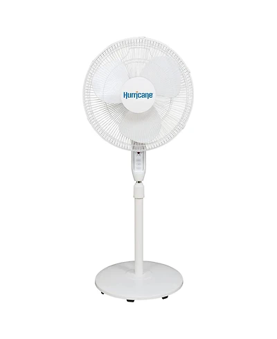 Hurricane Supreme 16" 3 Speed Oscillating Stand Pedestal Fan with Remote, White
