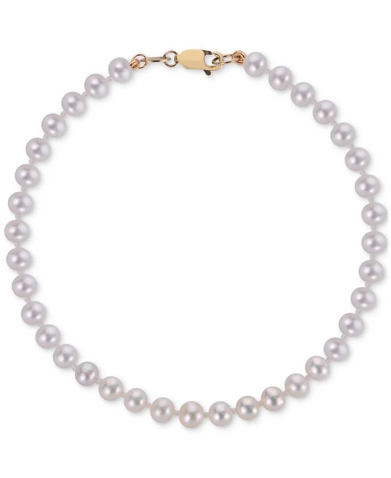 Macy's Cultured Freshwater Pearl (4-4-1/2mm) Strand Bracelet in 10k Yellow Gold