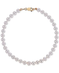 Macy's Cultured Freshwater Pearl (4-4-1/2mm) Strand Bracelet in 10k Yellow Gold