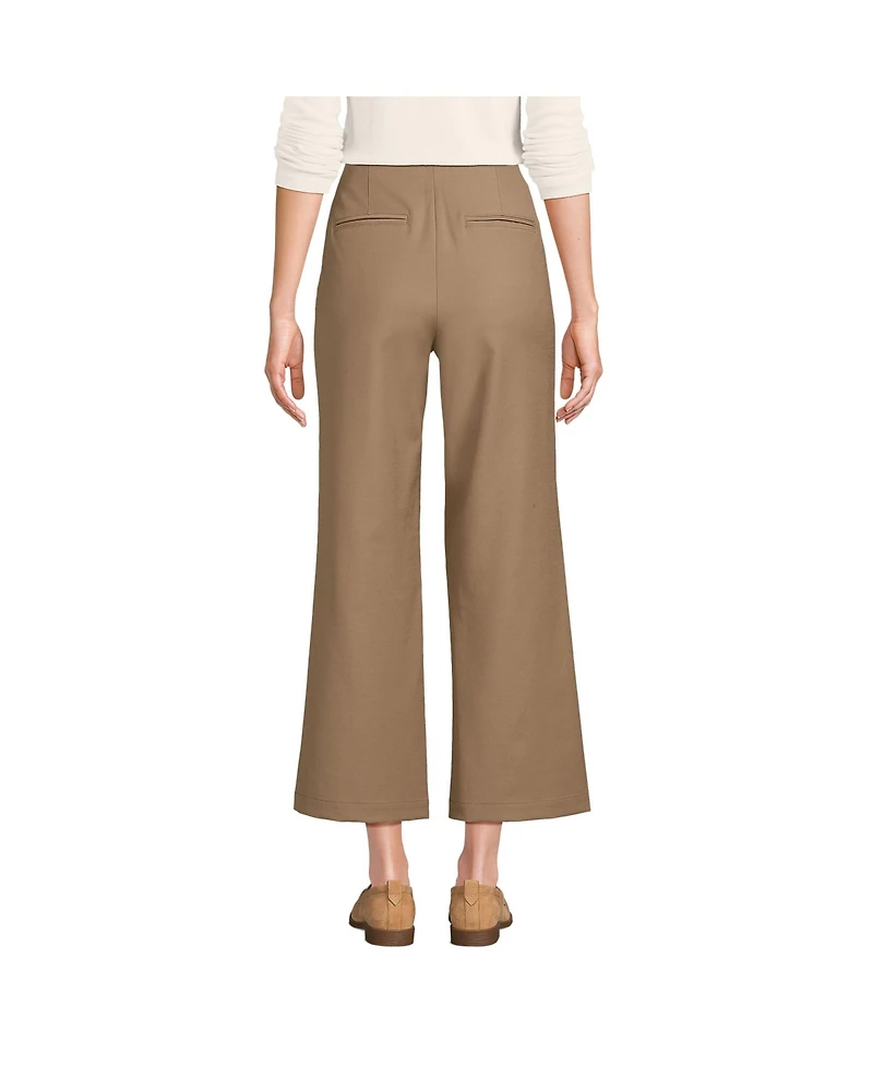 Lands' End Women's Bi Stretch High Rise Pintuck Wide Leg Crop Pants