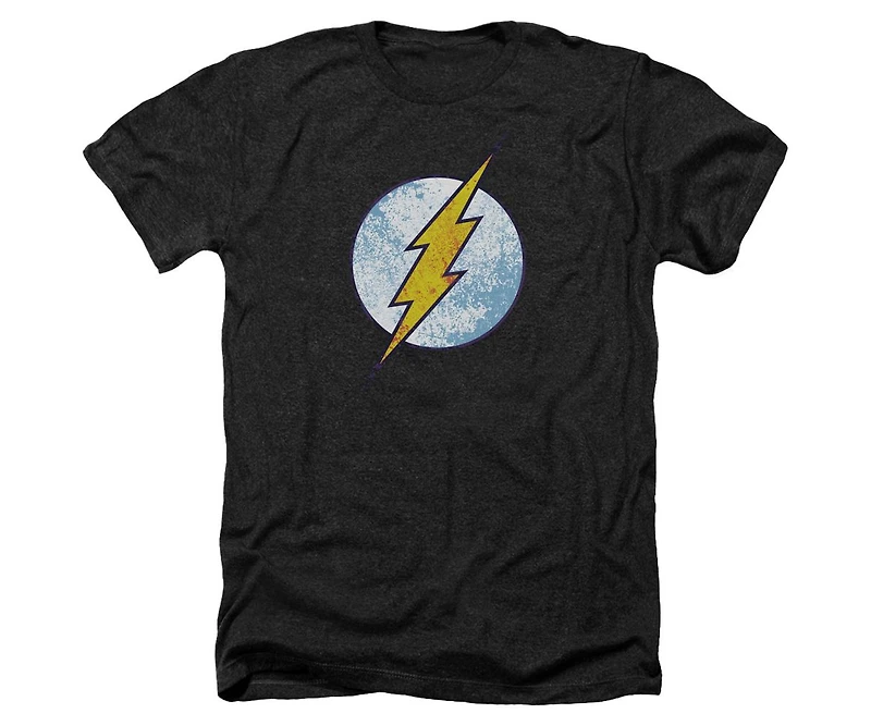Dc Flash Mens Dc Comics Flash Flash Neon Distress Logo Adult Heather Tee / T-Shirt