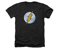 Dc Flash Mens Dc Comics Flash Flash Neon Distress Logo Adult Heather Tee / T-Shirt