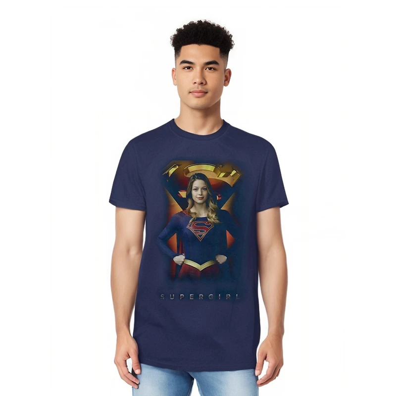 Supergirl Mens Standing Symbol Short Sleeve Adult Tee / T-Shirt