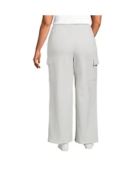 Lands' End Plus Size Serious Sweats High Rise Wide Leg Cargo Pant - Set Bottom