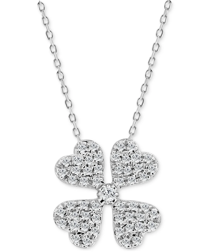 Diamond Four Leaf Clover Pendant Necklace (1/10 ct. t.w.) in 10k White Gold
