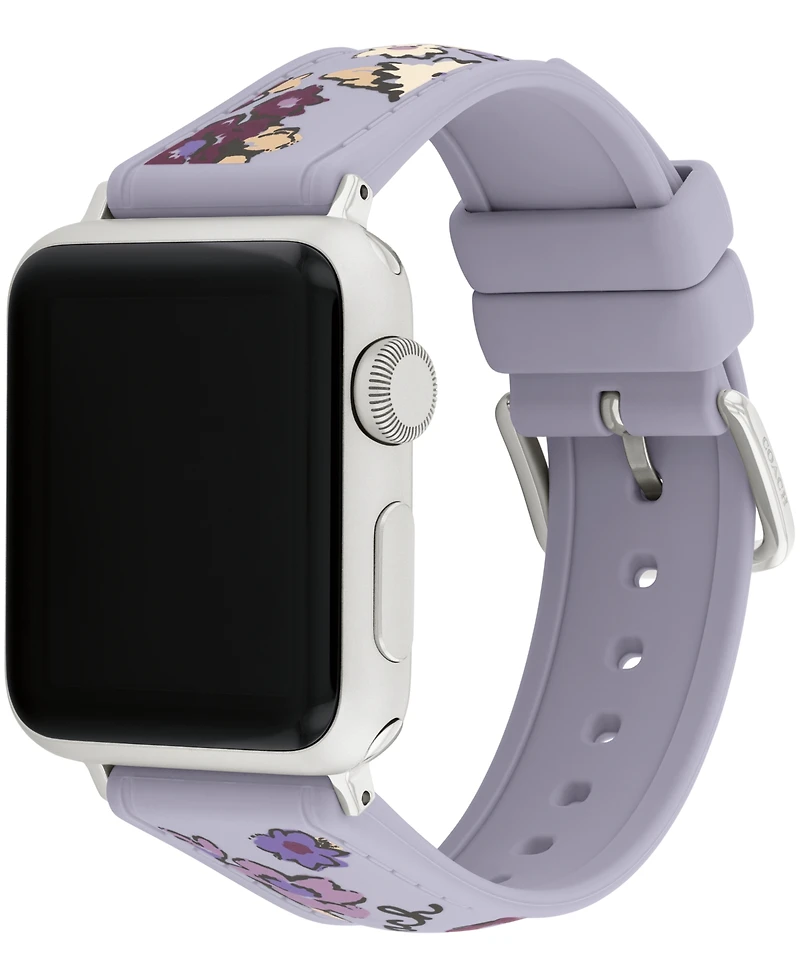 Coach Women's Purple Floral Silicone Strap Band for Apple Watch 38mm, 40mm, 41mm