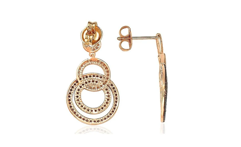 Suzy Levian Sterling Silver Cubic Zirconia Looped Circle Drop Dangle Earrings