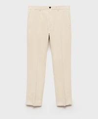 Mango Men's Slim-Fit Corduroy Tapered Crop Chino Pants