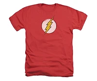 Dc Flash Mens Dc Comics Flash Rough Flash Logo Adult Heather Tee / T-Shirt