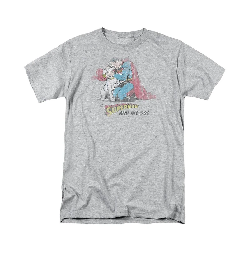 Superman Mens And His Dog Short Sleeve Adult Tee / T-Shirt