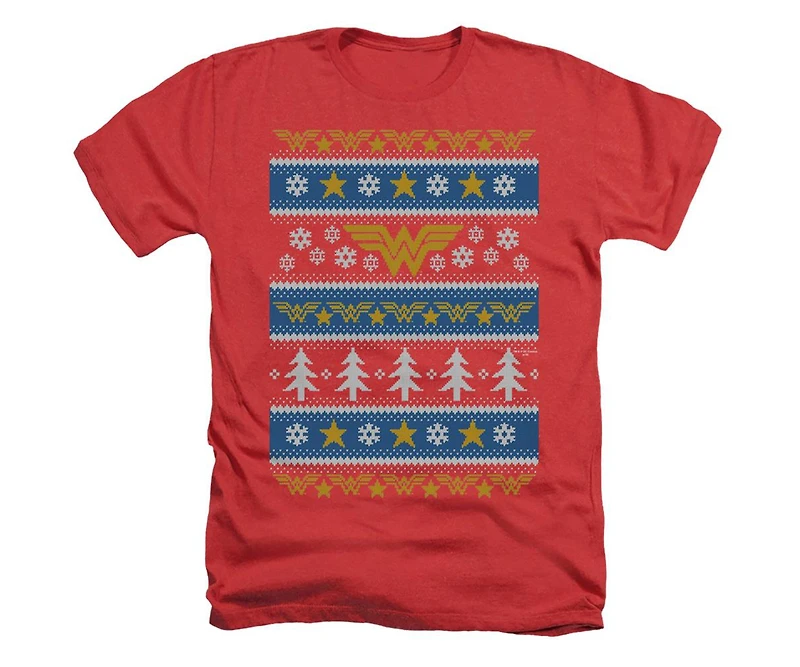 Dc Wonder Woman Men's Comics Christmas Sweater Adult Heather Tee / T-Shirt