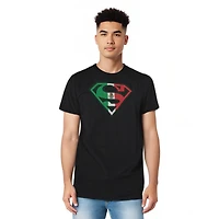 Superman Mens Mexican Flag Shield Adult Heather Tee / T-Shirt