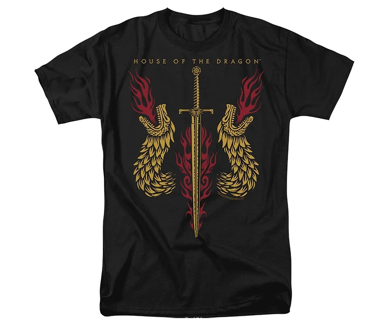 House Of The Dragon Men's Sword And Heads Short Sleeve Adult Tee / T-Shirt