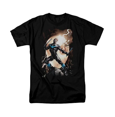 Batman Mens Nightwing Against Owls Short Sleeve Adult Tee / T-Shirt