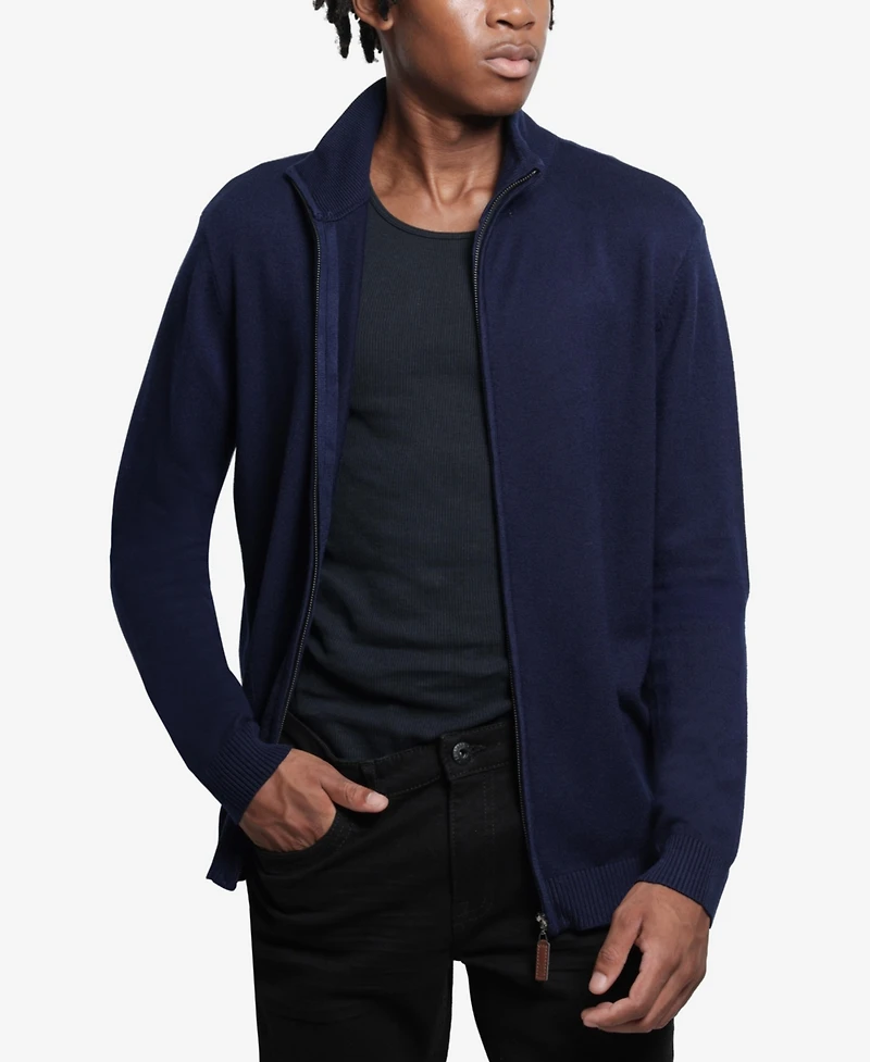 Spring + Mercer Men's Full Zip Mock Neck Sweater