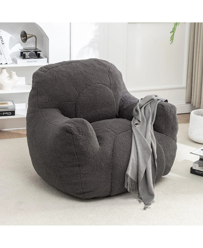 Cozy Bean Bag Chair with Memory Foam Filling, Tufted Faux Fur Sofa-The Pop Home