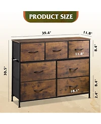 Wlive Dresser Tv Stand Entertainment Center with Fabric Drawers Media Console Table with Metal Frame and Wood Top for Tv up to 45 inch Chest of Drawer