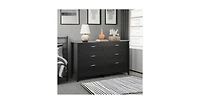 Wlive 6 Drawer Dresser Retro Chest of Drawers with Metal Handle Double Wood for Bedroom Living Room Large Storage Cabinet