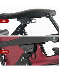 Gymax Folding Zero Gravity Lounge Chair Recliner w/ Cup Holder Tray Pillow
