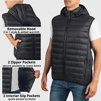 Alpine Swiss Gage Mens Hooded Puffer Vest Down Alternative Packable Jacket
