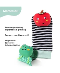 The Peanutshell Montessori Baby Rattle Socks and Wrist Rattle Set, 5 Piece