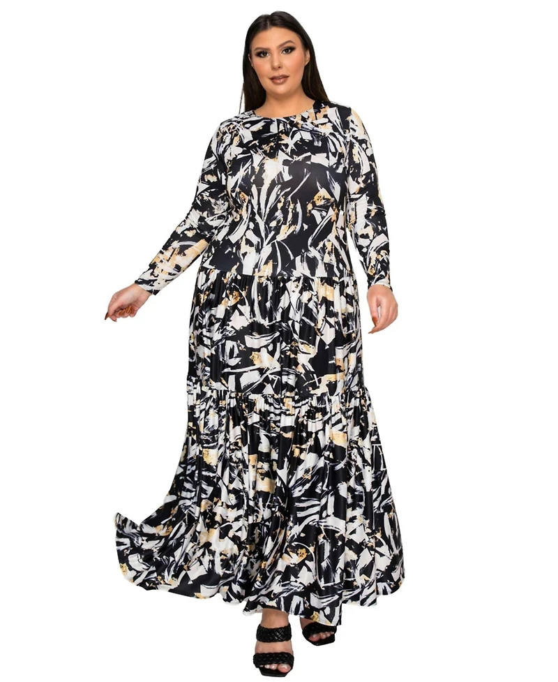 L I V D Plus Size Zimmern Tiered Maxi Dress