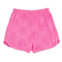 Barbie Girls French Terry Drop Shoulder T-Shirt and Dolphin Shorts Outfit Set