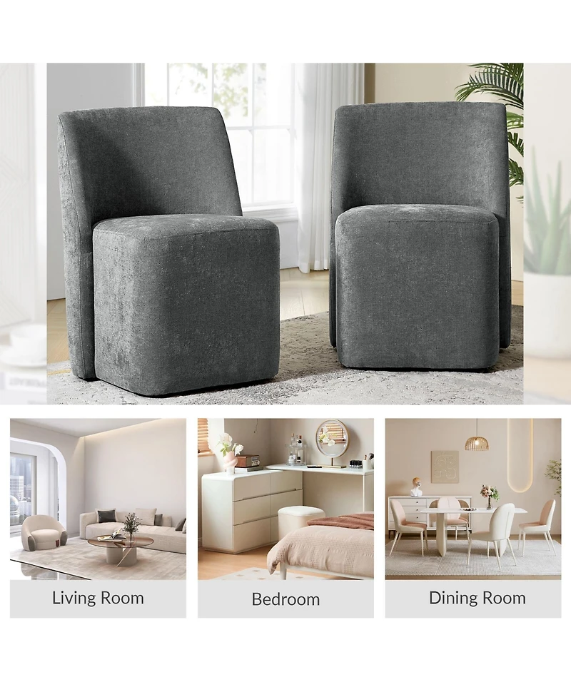 Hulala Home Scott Modern Dining Chair with Lightweight Construction and Universal Wheels