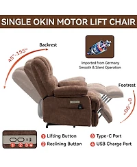 Boyel Living 23" Seat Width and High Back Large Chenille Power Lift Recliner Chair with 8-Point Vibration Massage Lumbar Heating