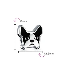 Bling Jewelry French Bulldog Charm Bead Black White Enamel Sterling Silver Bracelets