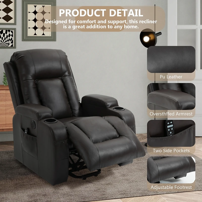 Power Lift Recliner Chair for Elderly Heavy Duty Motion Mechanism with 8-Point Vibration Massage and Lumbar Heating Usb Charging Port
