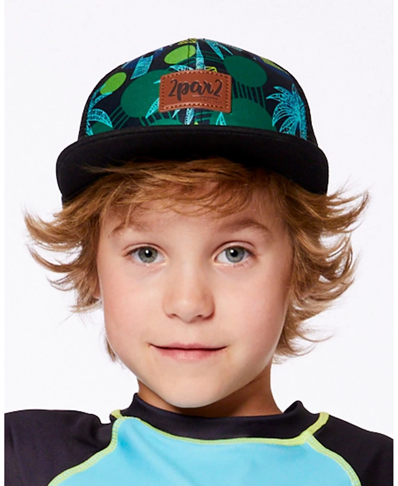 Deux par Deux Boy Printed Cap Green Jungle On Black - Toddler|Child