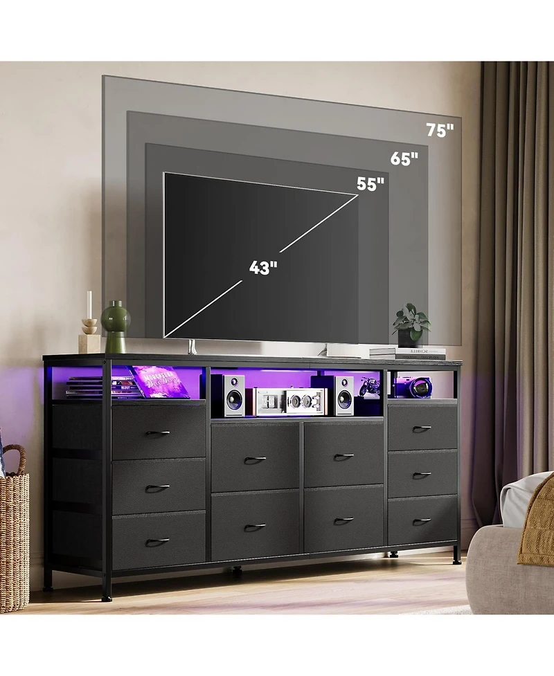 gaomon 63.3 Inch Black Dresser for Bedroom