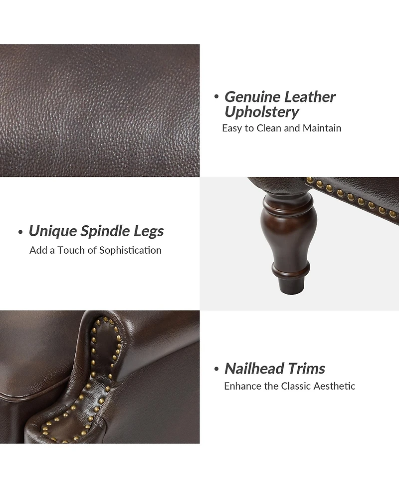 Hulala Home Volkert Triditional Genuine Leather Manual Recliner with Spindle Legs