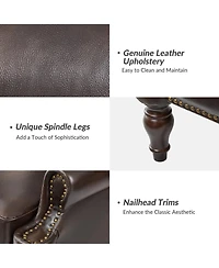 Hulala Home Volkert Triditional Genuine Leather Manual Recliner with Spindle Legs