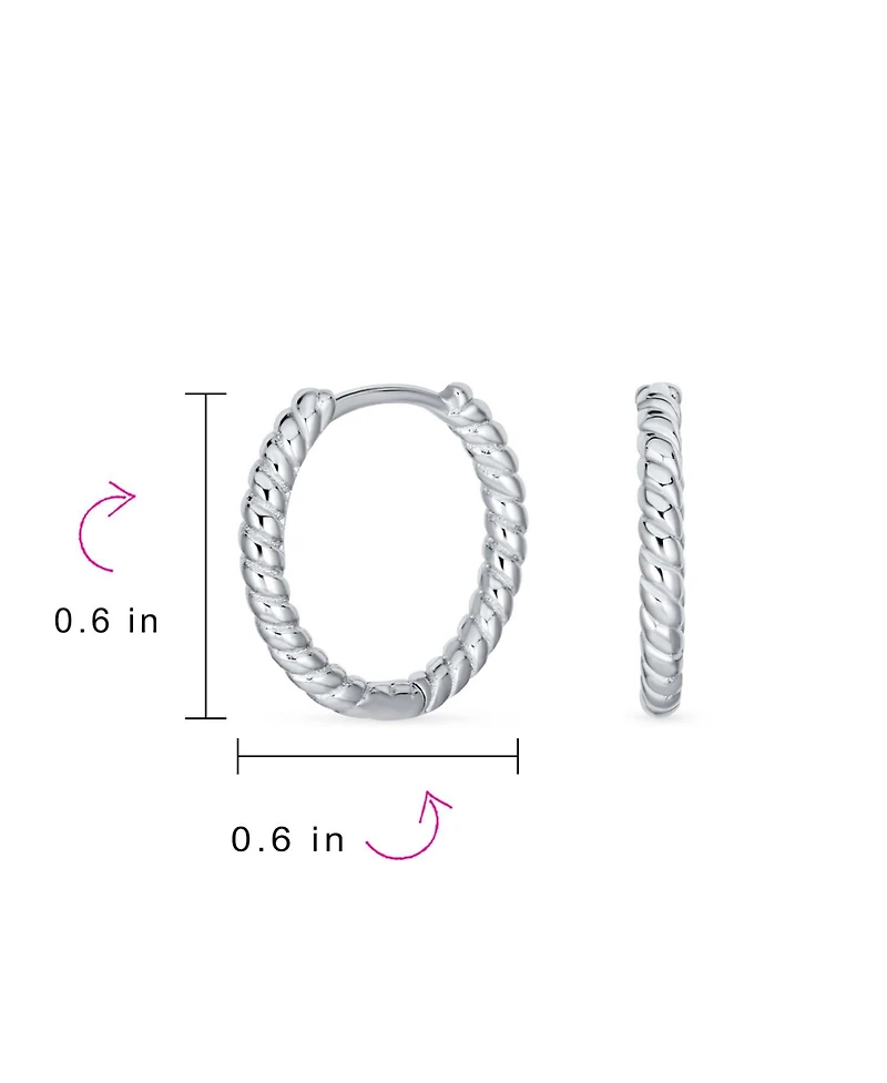 Bling Jewelry Lightweight Dainty Hoop Huggie Earrings Twist Huggies Sterling Silver 0.60 Inches