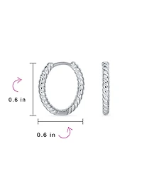 Bling Jewelry Lightweight Dainty Hoop Huggie Earrings Twist Huggies Sterling Silver 0.60 Inches