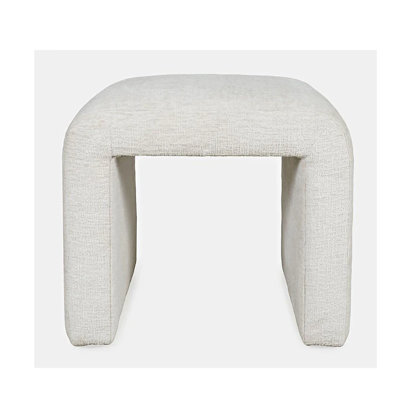 Jofran Luxury Curved Upholstered Waterfall Jacquard Petite Ottoman Bench - Set of 2