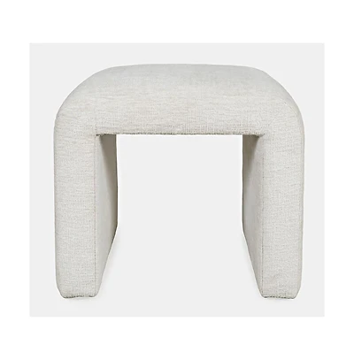 Jofran Luxury Curved Upholstered Waterfall Jacquard Petite Ottoman Bench - Set of 2