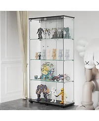 Black 31.7 in. W Display Cabinet with 2 Doors for Living Room Bedroom Office