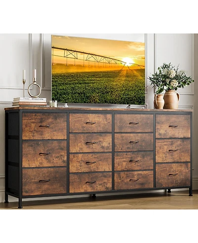 gaomon 14 Drawer Dresser, 63 Inch White Dresser Tv Stand