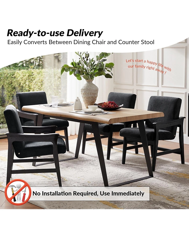 Hulala Home Marshall Modern Dining Chair with Solid Wood Legs