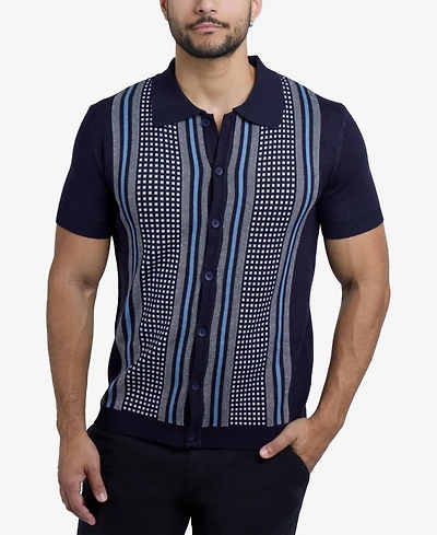 Spring + Mercer Men's Short Sleeve Sweater Knit Polo Shirt
