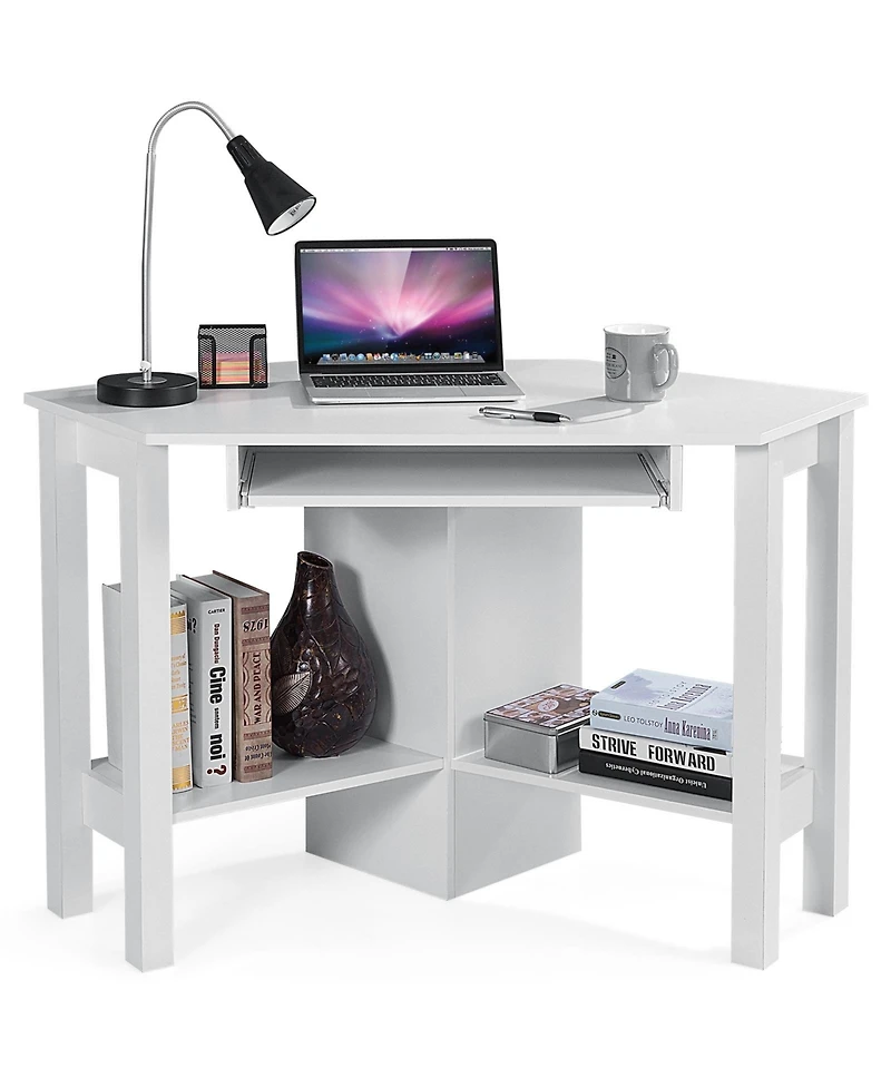 Gouun Wooden Study Computer Corner Desk with Drawer
